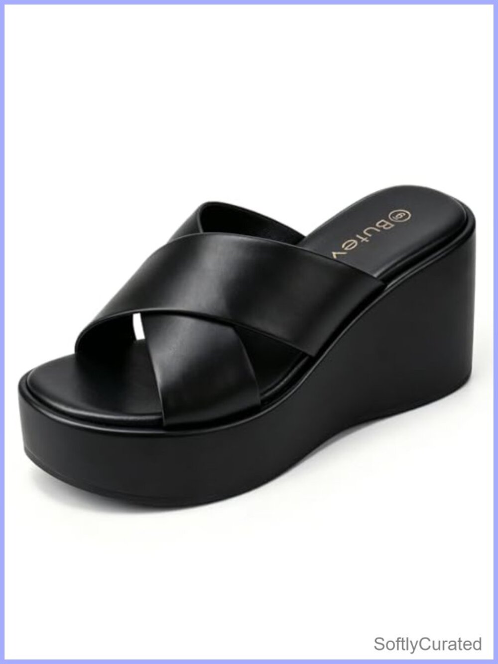 Butevar Women's Crisscross Platform Wedge Sandals Slip On Open Toe Summer Shoes